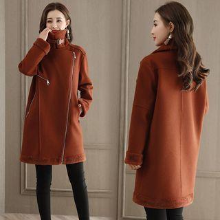 Faux-fur Trim Zip Coat