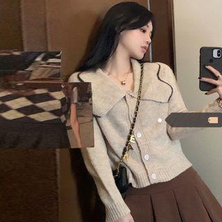 Collared Cardigan / Pleated Skirt / Set