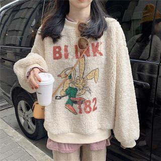 Cartoon Print Fleece Sweatshirt