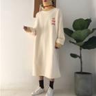 Letter Embroidered Turtleneck Pullover Dress
