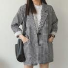 Set: Single-breasted Gingham Jacket + Band-waist Shorts
