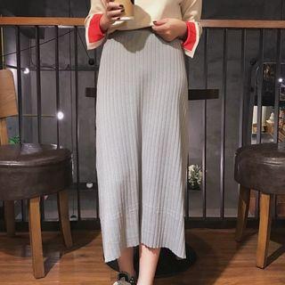 Contrast Trim Midi Knit Skirt