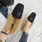 Faux Fur Faux Leather Loafers