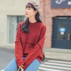Side Slit Cable Knit Sweater