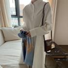 Plus Size Half-placket Pleated Midi Shirtdress