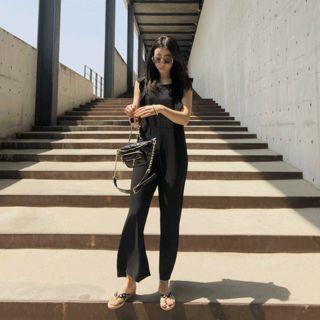 Frill-trim Jumpsuit Black - One Size