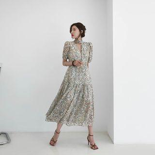 Bloom Long Wrap Dress With Sash