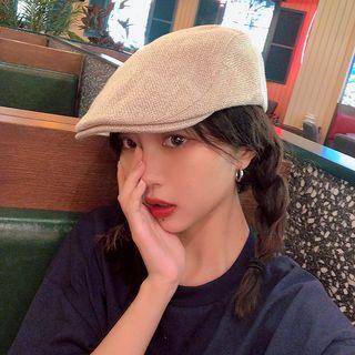 Plain Beret Beige Khaki - One Size