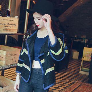 Wool Blend Contrast-trim Striped Jacket