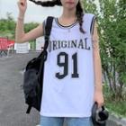 Two Tone Sleeveless Printed T-shirt