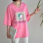 V-neck No Problem Letter T-shirt