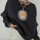 Zodiac Sun Embroidery Sweatshirt