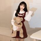 Long-sleeve Frill Trim Blouse / Double-breasted Camisole Top / Mini A-line Skirt