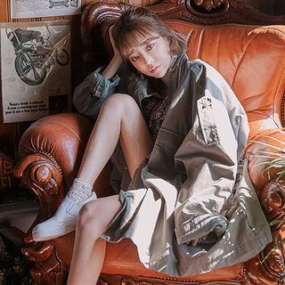 Stand-collar Oversized Safari Jacket