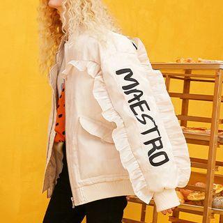 Embroidered Ruffled Down Jacket