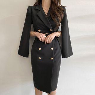 Slit-sleeve Blazer Dress With Belt
