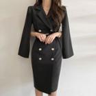 Slit-sleeve Blazer Dress With Belt