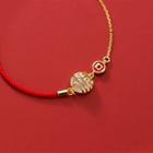 Gemstone Red String Bracelet 1 Pc - S925 Silver - Gold & Red - One Size