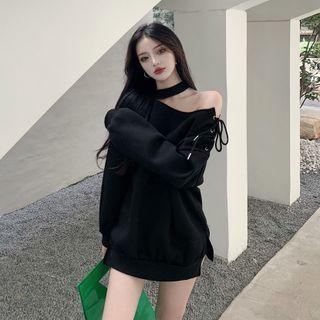 One-shoulder Sweatshirt Black - One Size