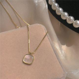 Square Shell Pendant Necklace 1 Pc - Square Shell Pendant Necklace - Gold - One Size