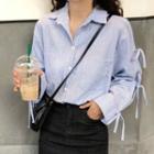 Tie-sleeve Plain Shirt As Shown In Figure - One Size