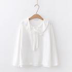 Bow Accent Frill-trim Long-sleeve T-shirt