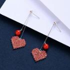 Swarovski Elements Heart Dangle Earrings Red - One Size