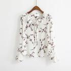 Tie-neck Bell Sleeve Floral Chiffon Blouse