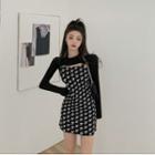 Spaghetti Strap Lettering Mini A-line Dress / Cropped Pullover