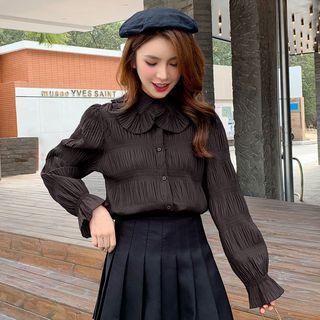 Plain Bell-sleeve Chiffon Shirt