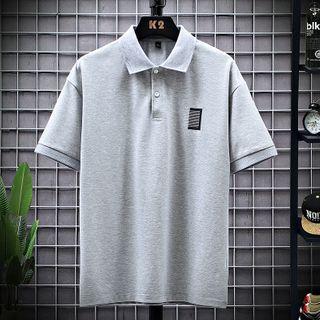 Short-sleeve Label Applique Polo Shirt