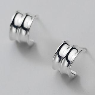 Sterling Silver Open Hoop Earring 1 Pair - S925 Silver Earring - Silver - One Size