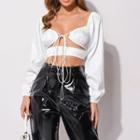 Puff Sleeve Tie-front Crop Blouse