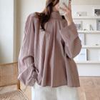 Button-back Oversized Stripe Blouse