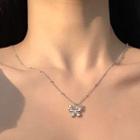 Butterfly Pendant Faux Crystal Necklace 0752a - Necklace - Silver - One Size