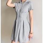 Short-sleeve Mini A-line Hoodie Dress