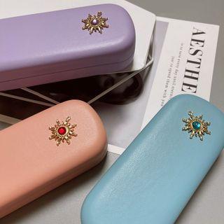 Rhinestone Faux Leather Eyeglasses Case