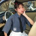 Short-sleeve Plaid Shirt + Tie