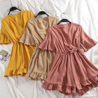 Ruffled Short-sleeve Playsuit