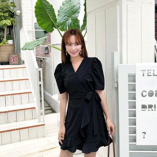 Tie-waist Frill-trim Playsuit