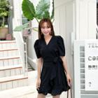 Tie-waist Frill-trim Playsuit