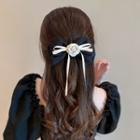 Ribbon Hair Clip White & Black - One Size