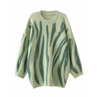 Zebra Prints Sweater Green - One Size