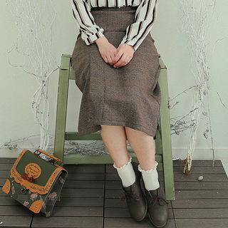 Glen-plaid H-line Long Skirt