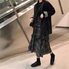 Double Breasted Blazer / Tiered A-line Midi Skirt