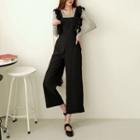 Frilled-strap Wide-leg Overall Pants