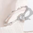 925 Sterling Silver Rhinestone Open Ring 1 Piece - 925 Silver - Silver - One Size