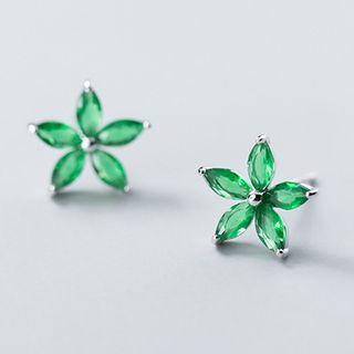 Flower Ear Stud 1 Pair - S925 Silver - One Size