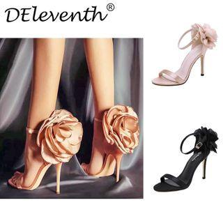 Floral Ankle Strap Stiletto Heel Sandals