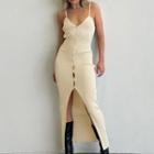 Spaghetti Strap Button-up Midi Dress